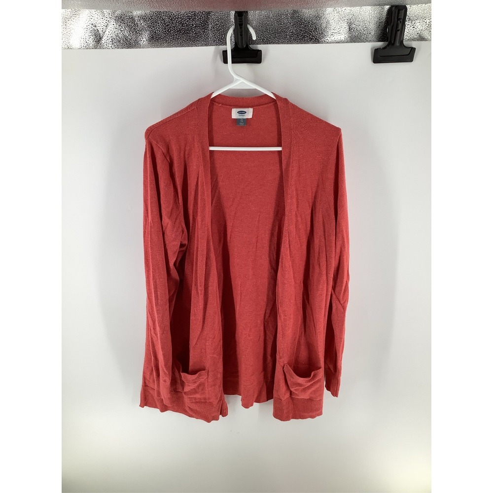 Old Navy Women's Coral Open Front Cardigan Sweater Pockets Size Medium